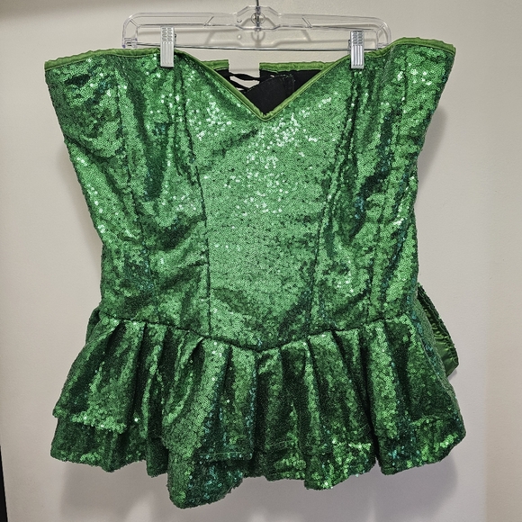 🌺 Green Sequin Sparkly Corset - Tinkerbell Costume - Picture 3 of 8